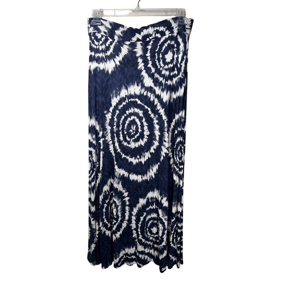 INC International Concepts Blue White Tie Dye Maxi Skirt Womens Medium